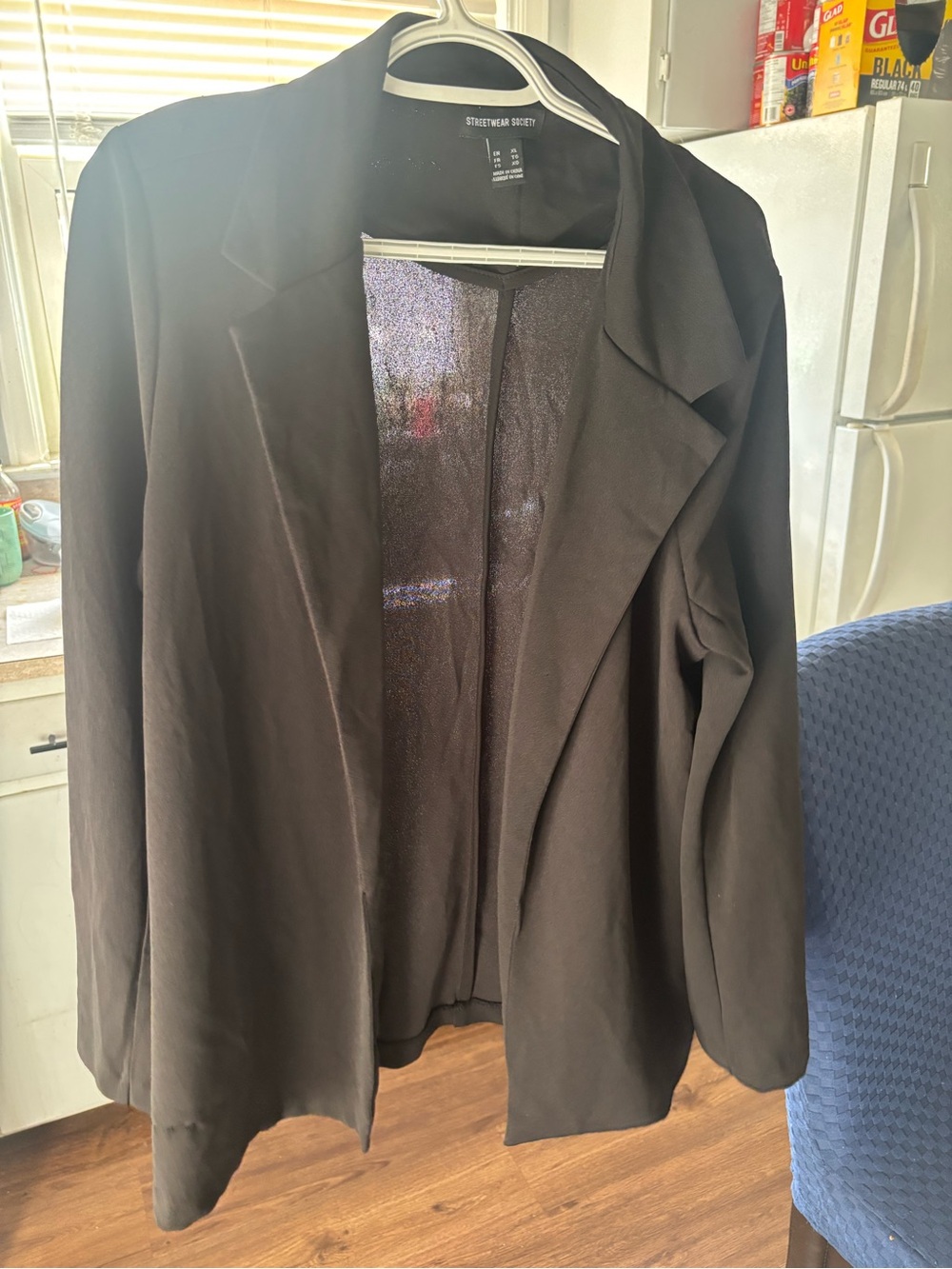 Streetwear Society Black Open-Front Draped Blazer